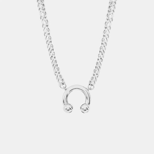 Prince Albert Pendant Chunky Necklace - Silver