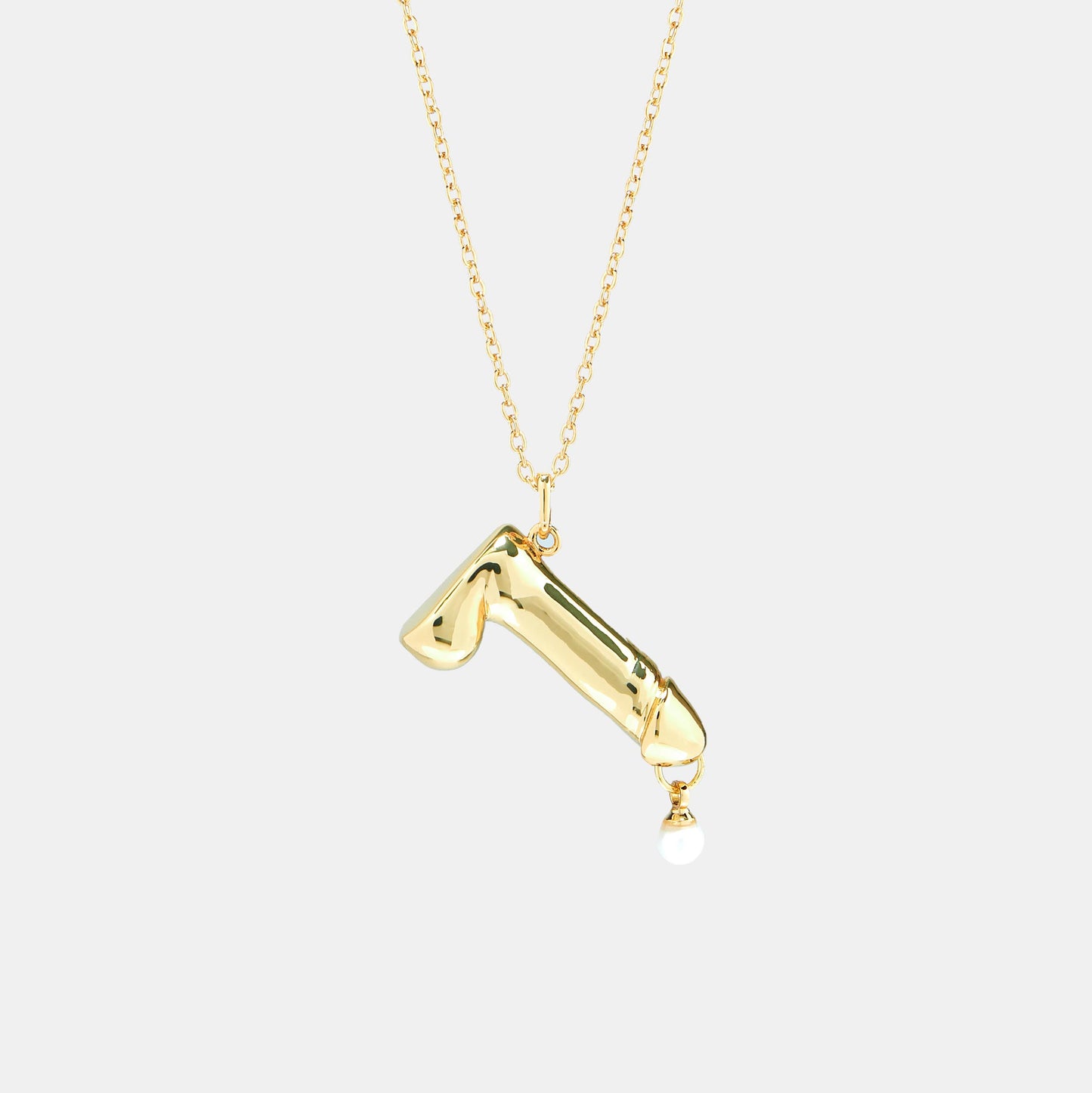 Pearl Drip Dick Pendant Necklace - Gold