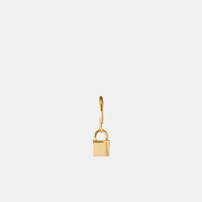 Padlock Drop Hoop Earring - Gold